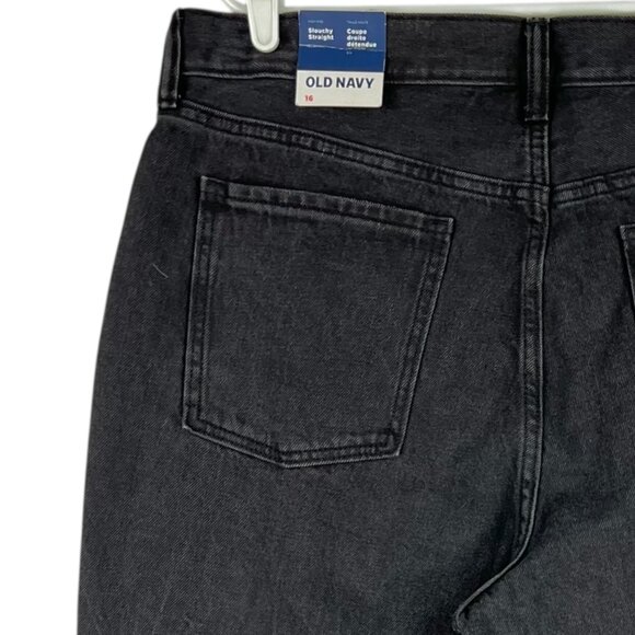 Old Navy Women's Slouchy Straight Distressed High Rise Black Jeans Size 16 NWT - Picture 6 of 12